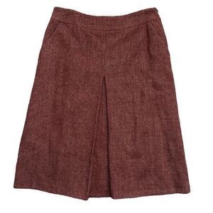Jones Wear Vintage Red Wool A-Line Front Pleat Side Zipper Lined Skirt Sz 12